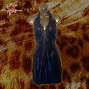 Vintage Cache Women's Black Faux-Snakeskin Halter Backless Mini Dress